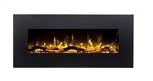 GLOW FIRE Pluto camino elettrico con riscaldamento, camino a parete con LED | fuoco artificiale con termoventilatore commutabile: 750/1500 W | telecomando, 110 cm, nero